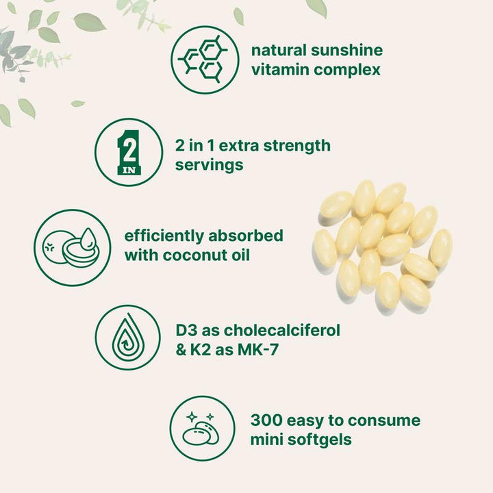 Vitamina D3 y K2 Con Aceite De Coco